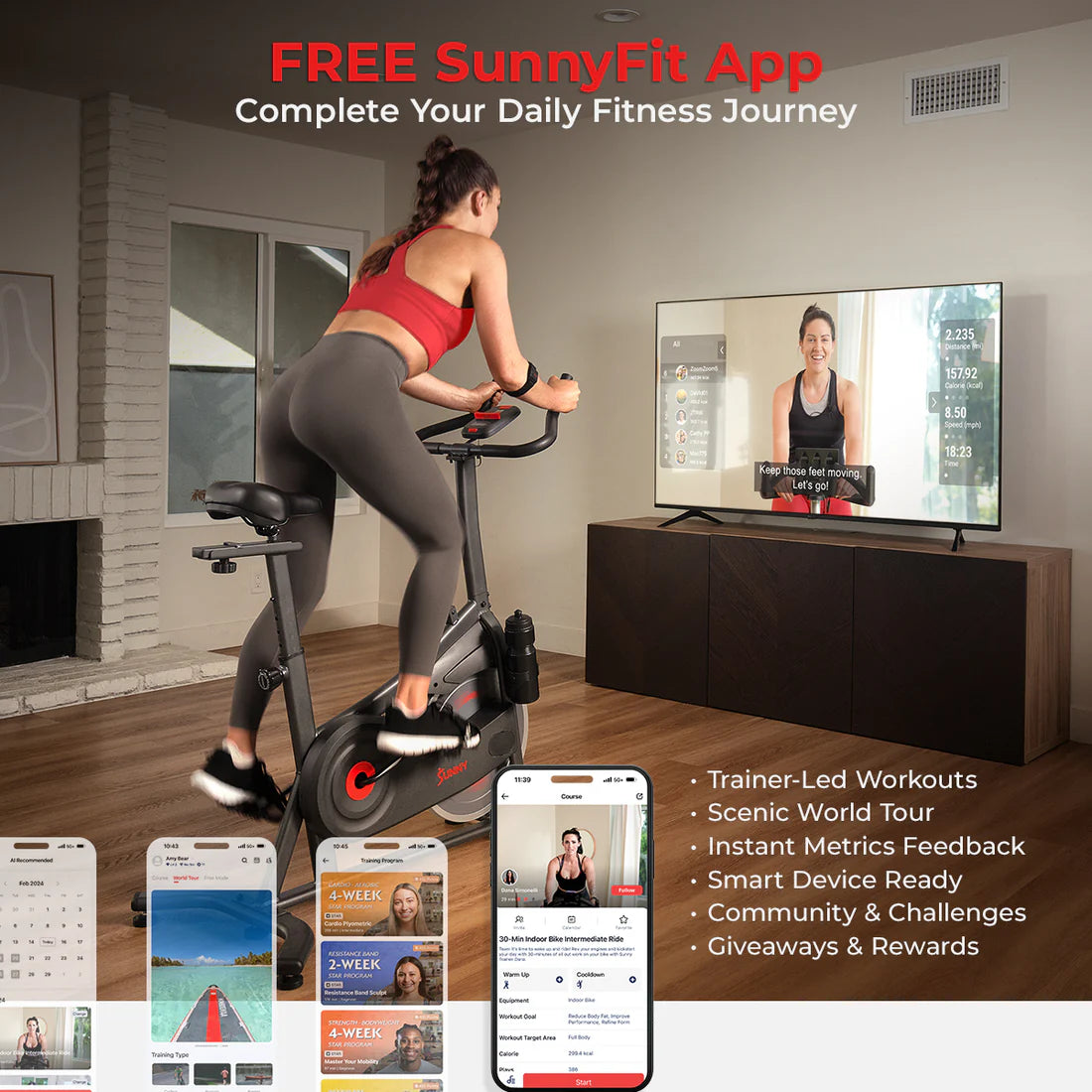 Active 100 Smart Magnetic Cycling Exercise Bike