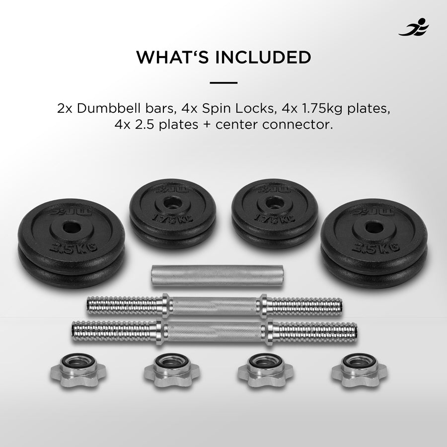 20KG Cast Iron Dumbbell/Barbell Set - Packaging Damage