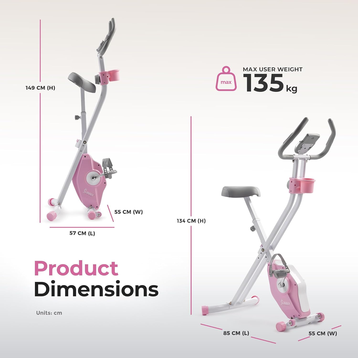 Sunny Health & Fitness Smart Folding X-Bike, Compact Exercise Bike for Indoor Cycling Workout