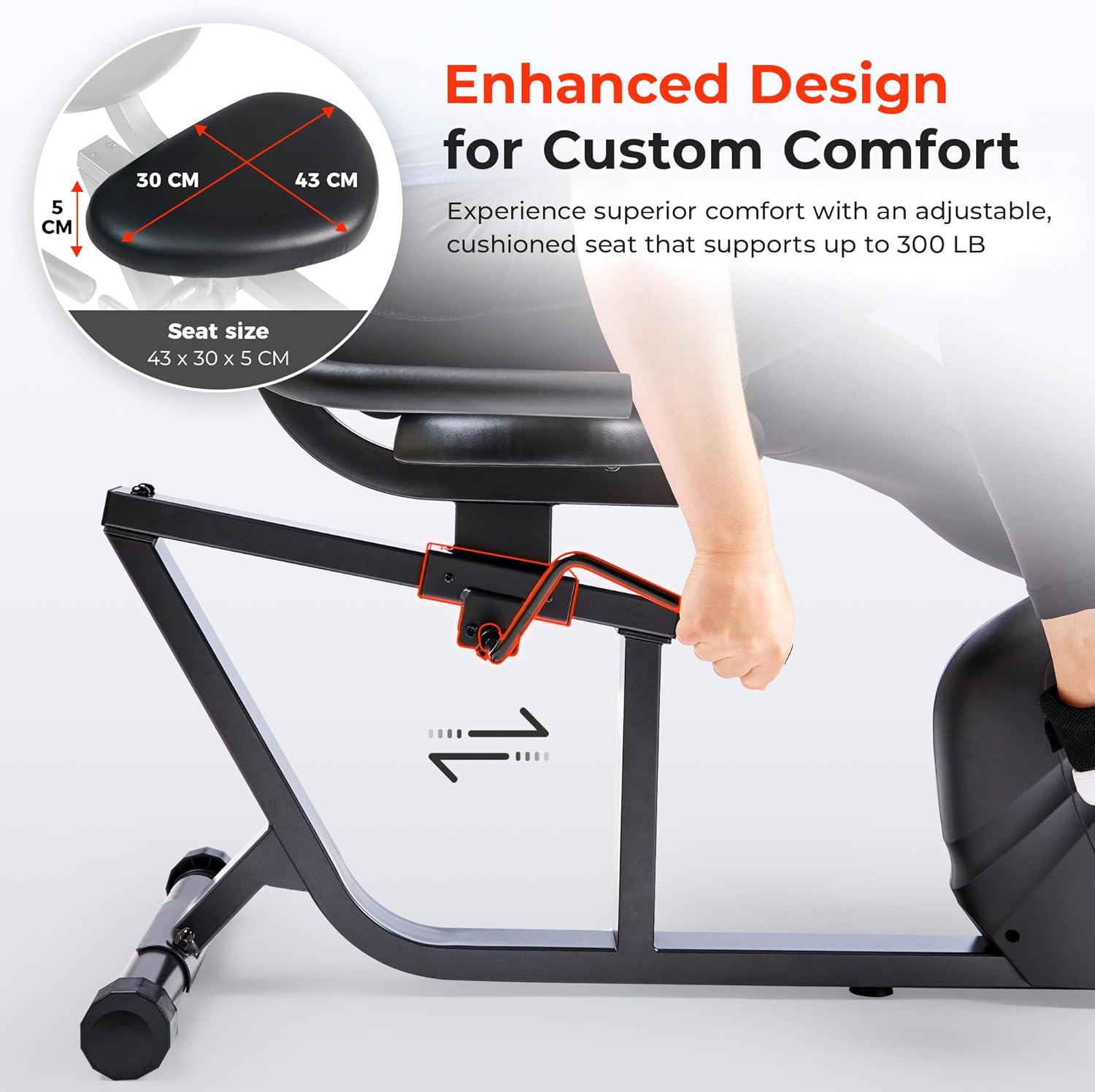 Sunny Health & Fitness Smart Heavy-Duty Recumbent Bike w/Wide Cushioned Seat & Back