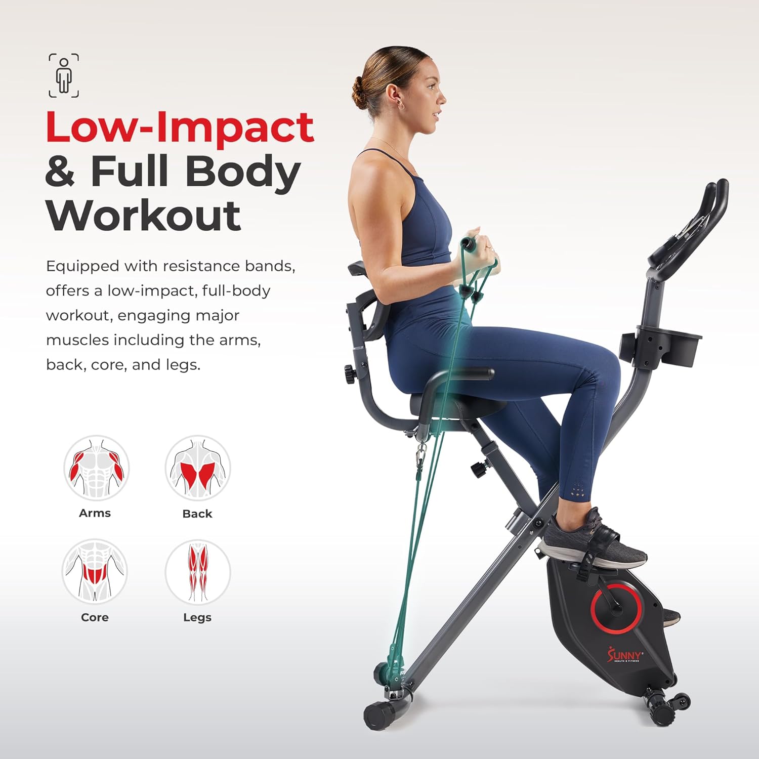 Sunny Health & Fitness Foldable Magnetic Stationary Exercise X-Bike Pro