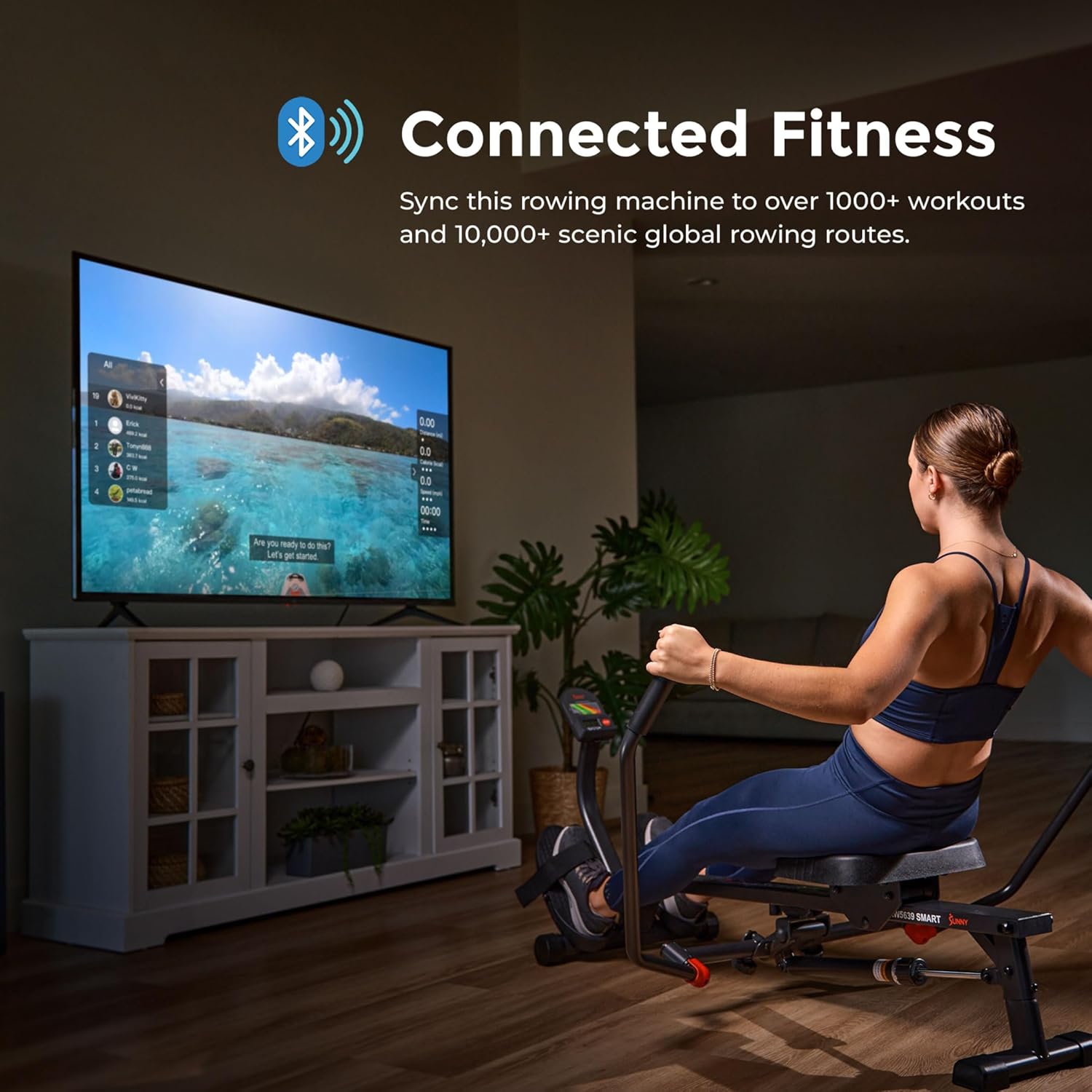 Sunny Health & Fitness Smart Compact Full-Motion Rowing Machine