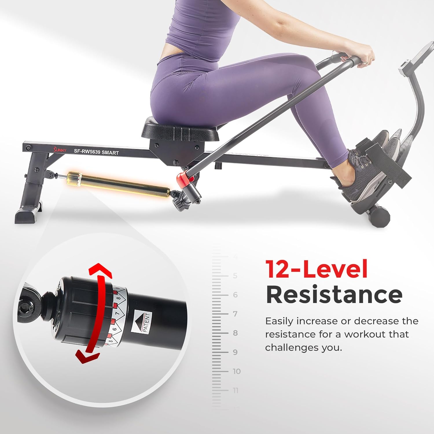 Sunny Health & Fitness Smart Compact Full-Motion Rowing Machine