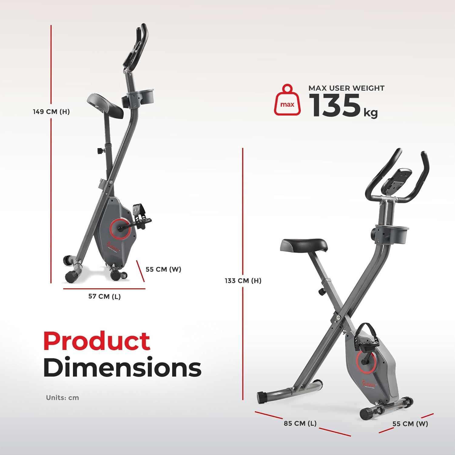 Sunny Health & Fitness Smart Folding X-Bike, Portable Compact Exercise Bike for Indoor Cycling Workout