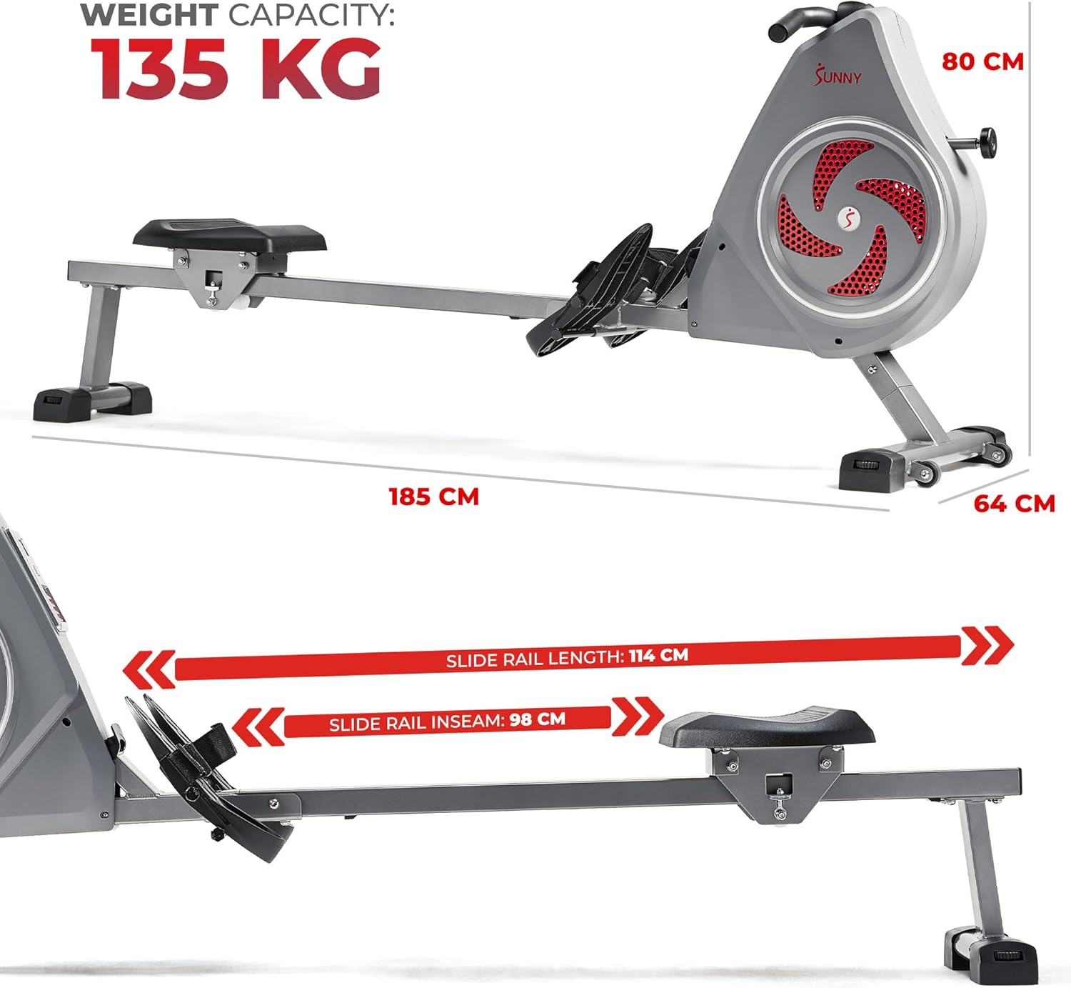 Sunny Health and Fitness Dynamic Air Rowing Machine