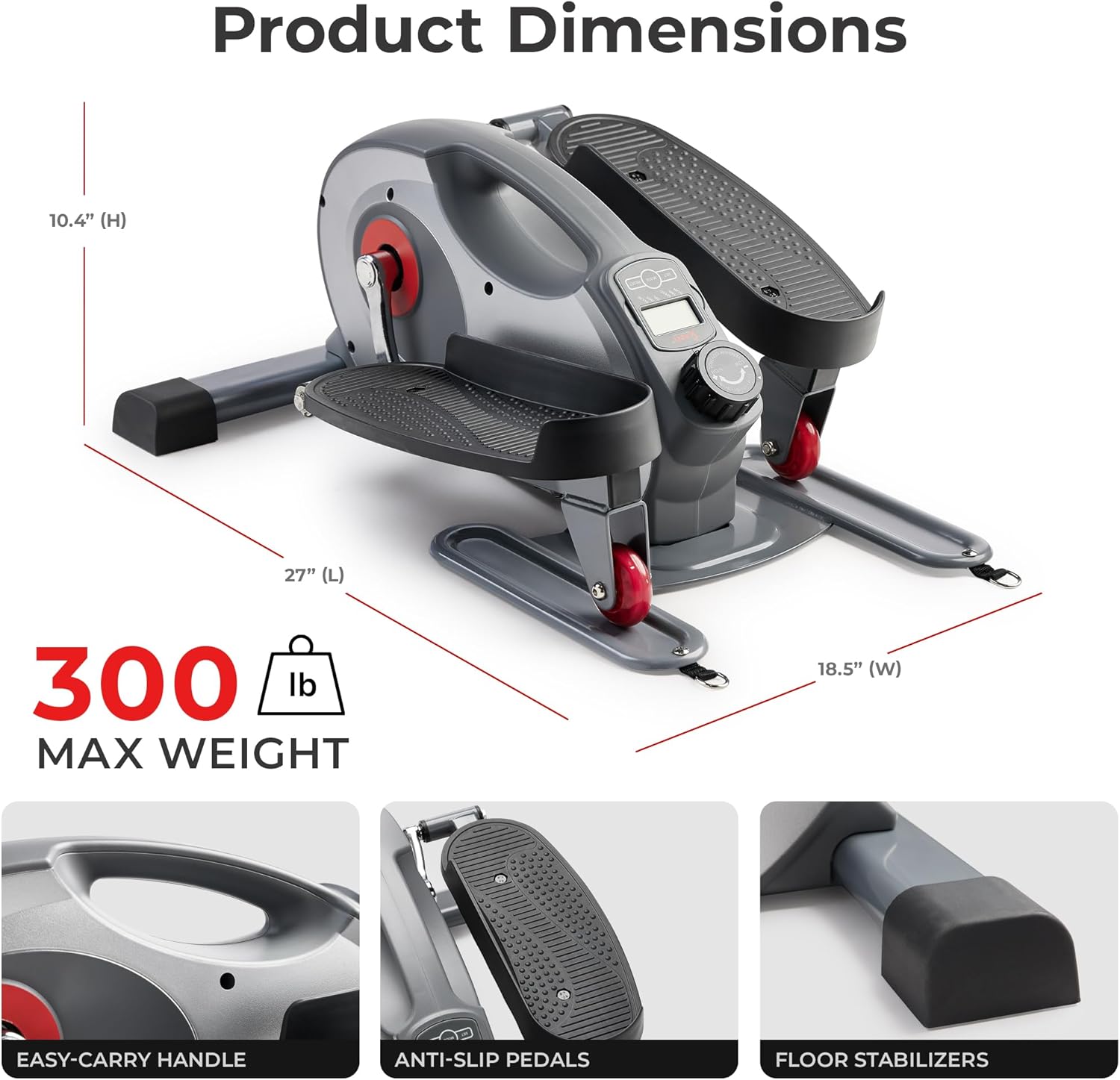 Sunny Health & Fitness Smart Mini Elliptical w/Resistance Bands