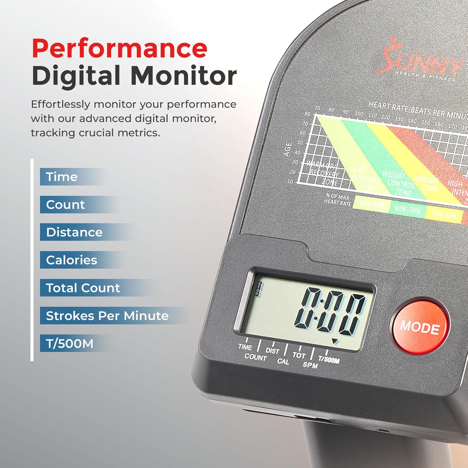 Sunny Health & Fitness Smart Compact Full-Motion Rowing Machine