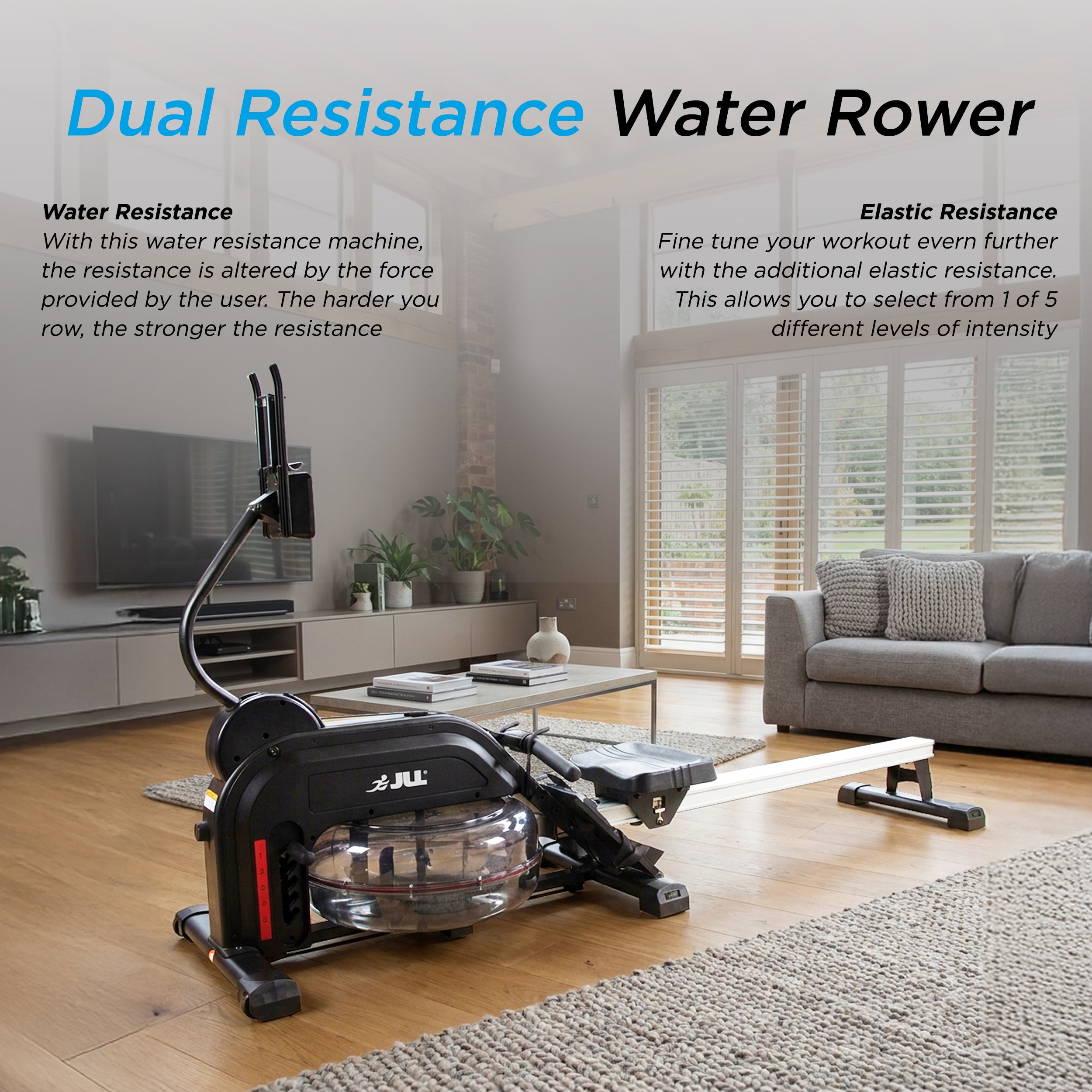 Aqua 1 Water and Elastic Dual Resistance Rowing Machine
