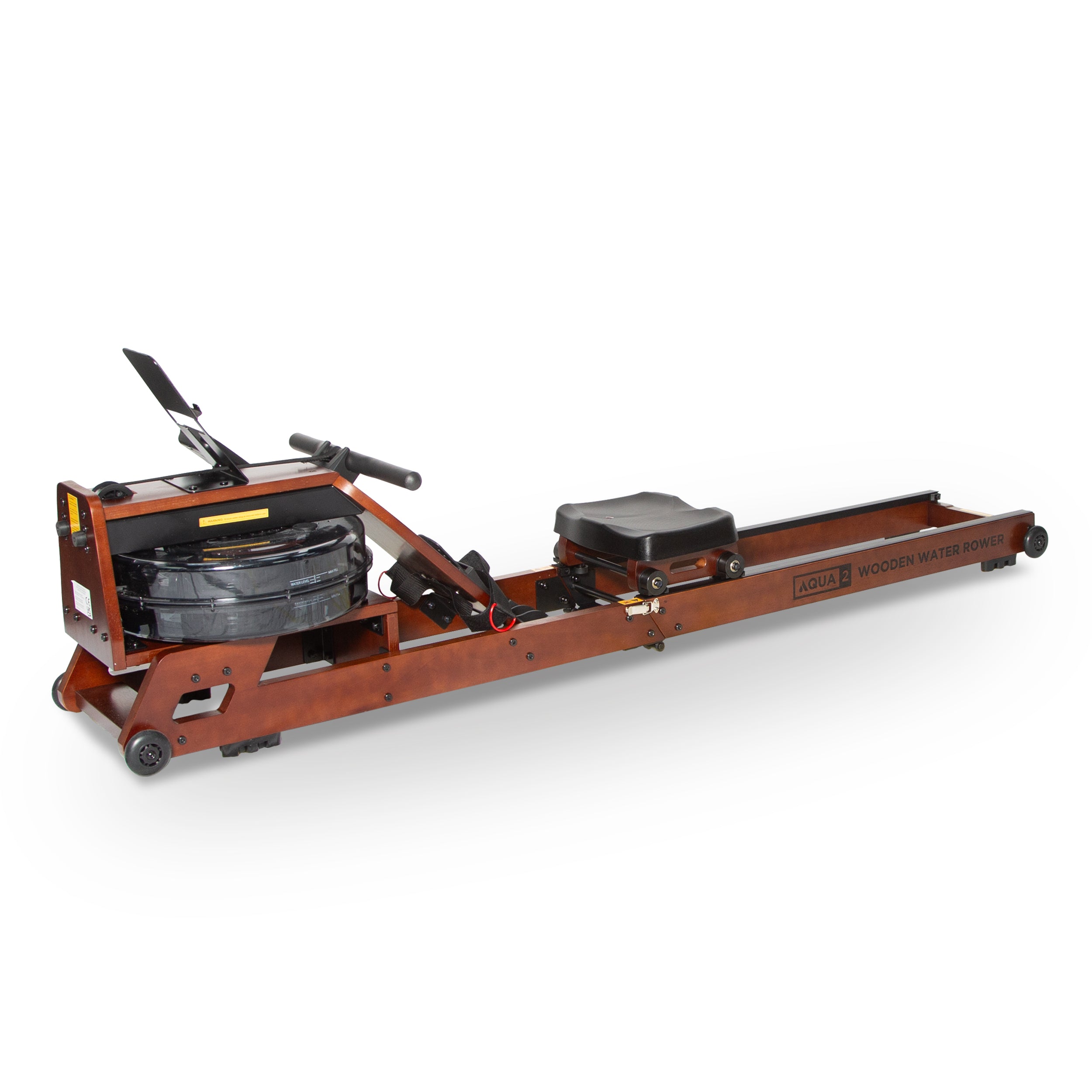 Aqua 2 Water Resistance Wooden Rowing Machine - Foldable Hydro Resistance Rower for Home Use, 9 Readout LCD Monitor