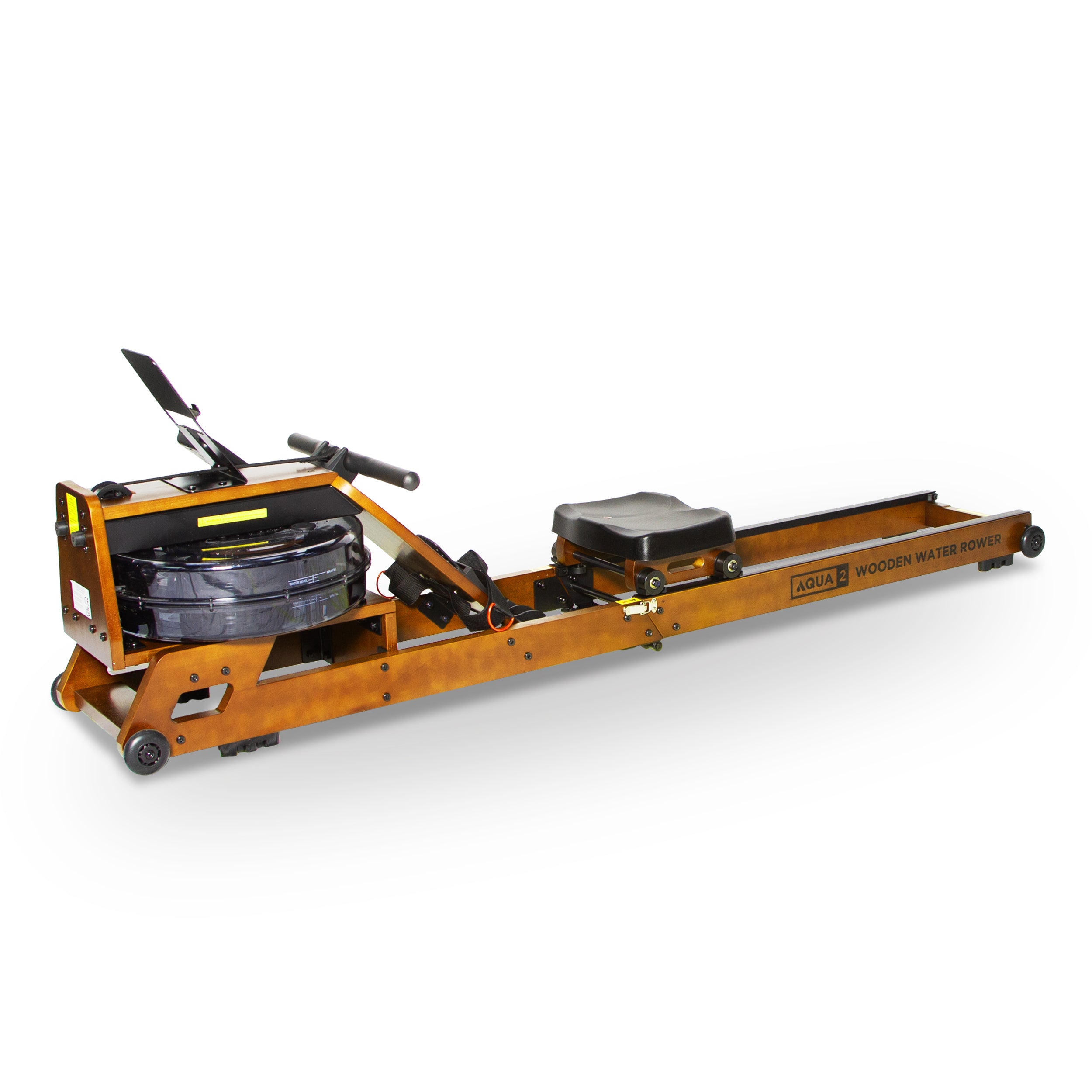 Aqua 2 Water Resistance Wooden Rowing Machine - Foldable Hydro Resistance Rower for Home Use, 9 Readout LCD Monitor