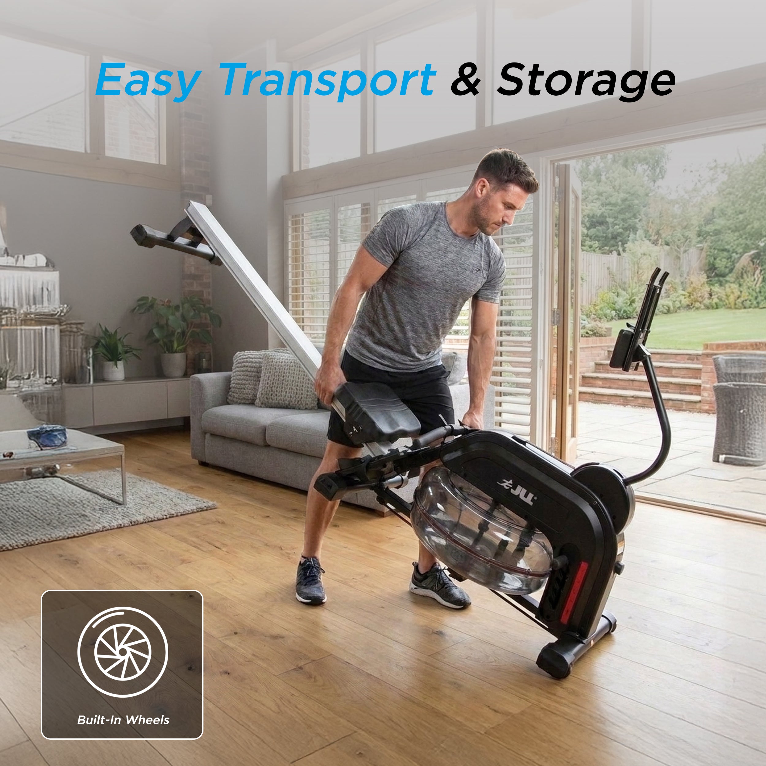 Aqua 1 Water and Elastic Dual Resistance Rowing Machine