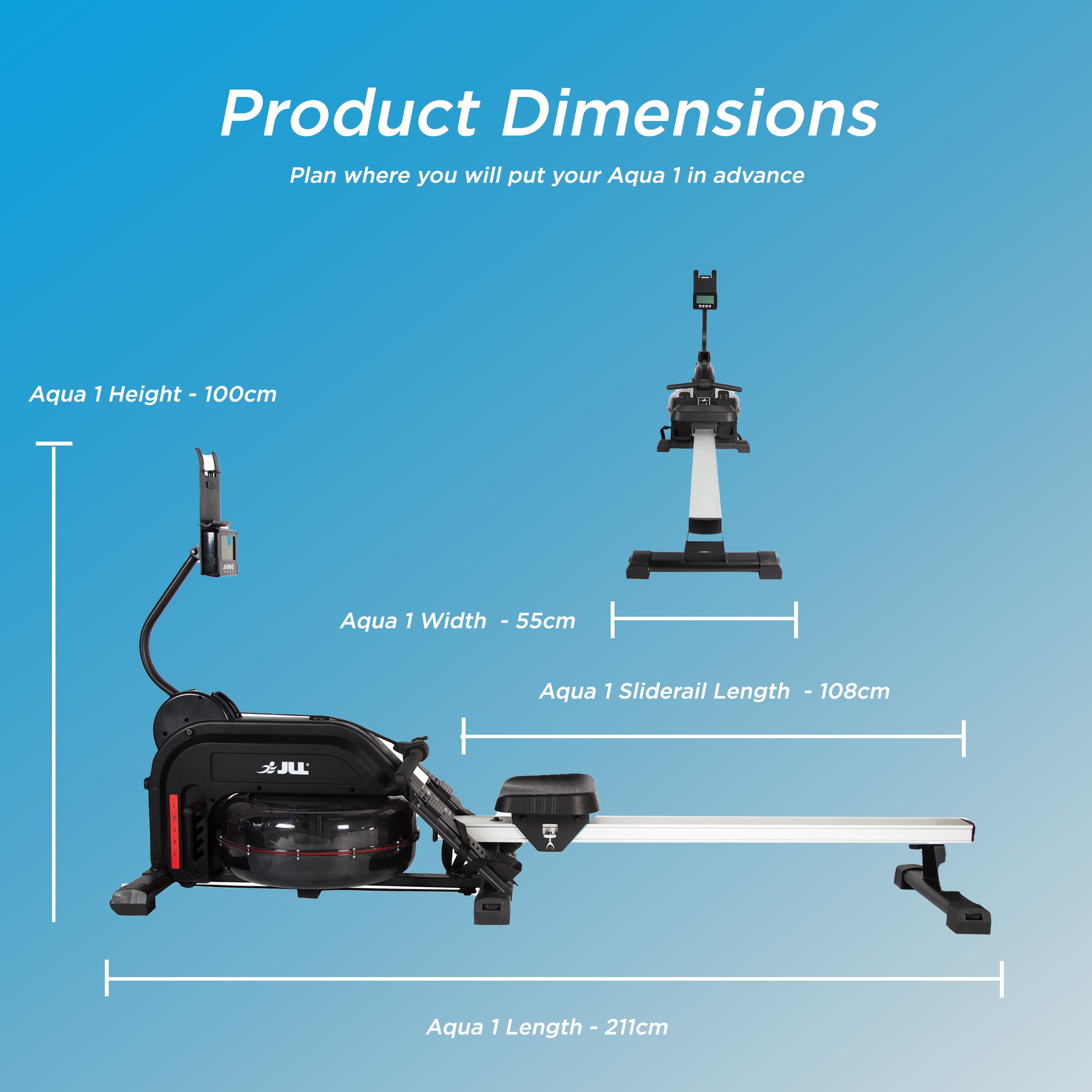 Aqua 1 Water and Elastic Dual Resistance Rowing Machine