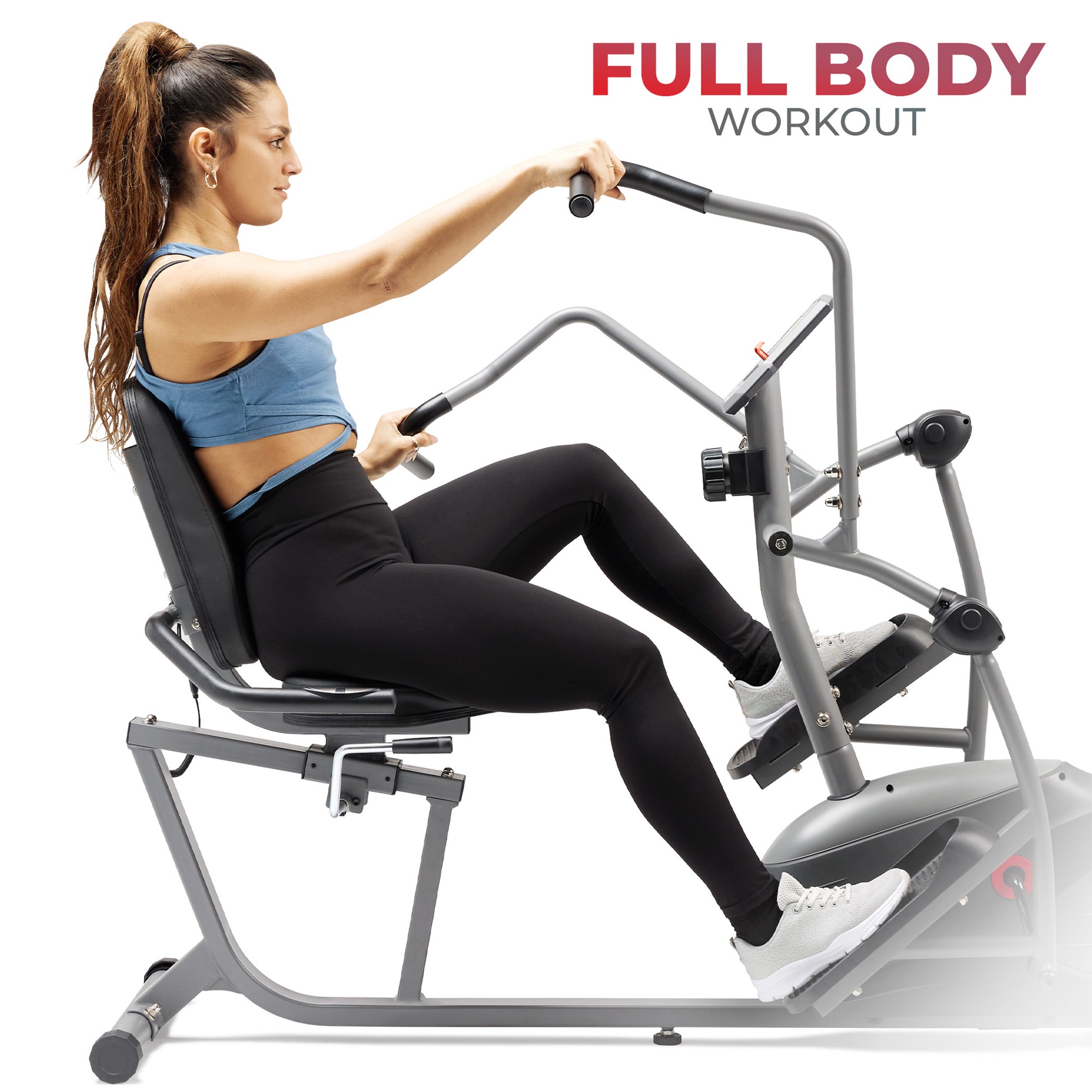 Sunny Health & Fitness Performance Interactive Recumbent Cross Trainer Elliptical Bike