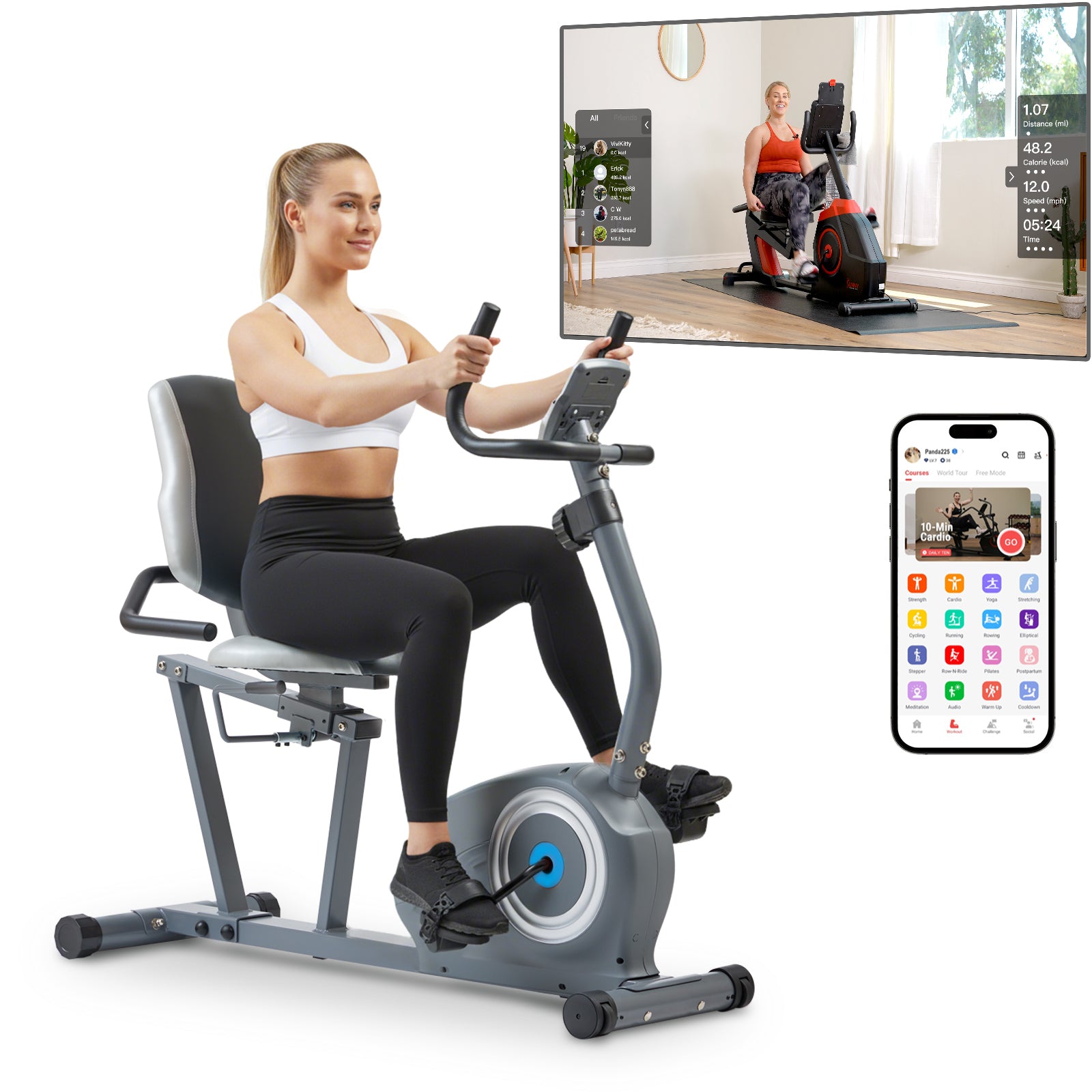 JLL Fitness Essentials Series Magnetic Smart Recumbent Bike