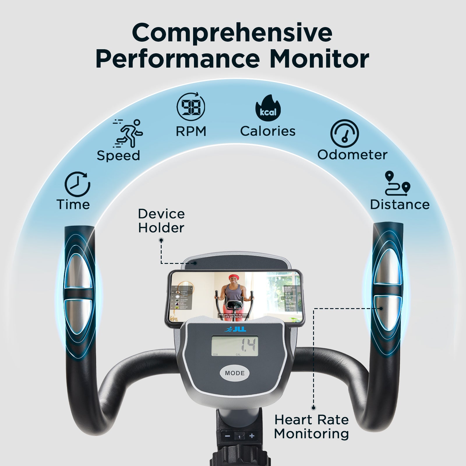 JLL Fitness Essentials Series Magnetic Smart Recumbent Bike