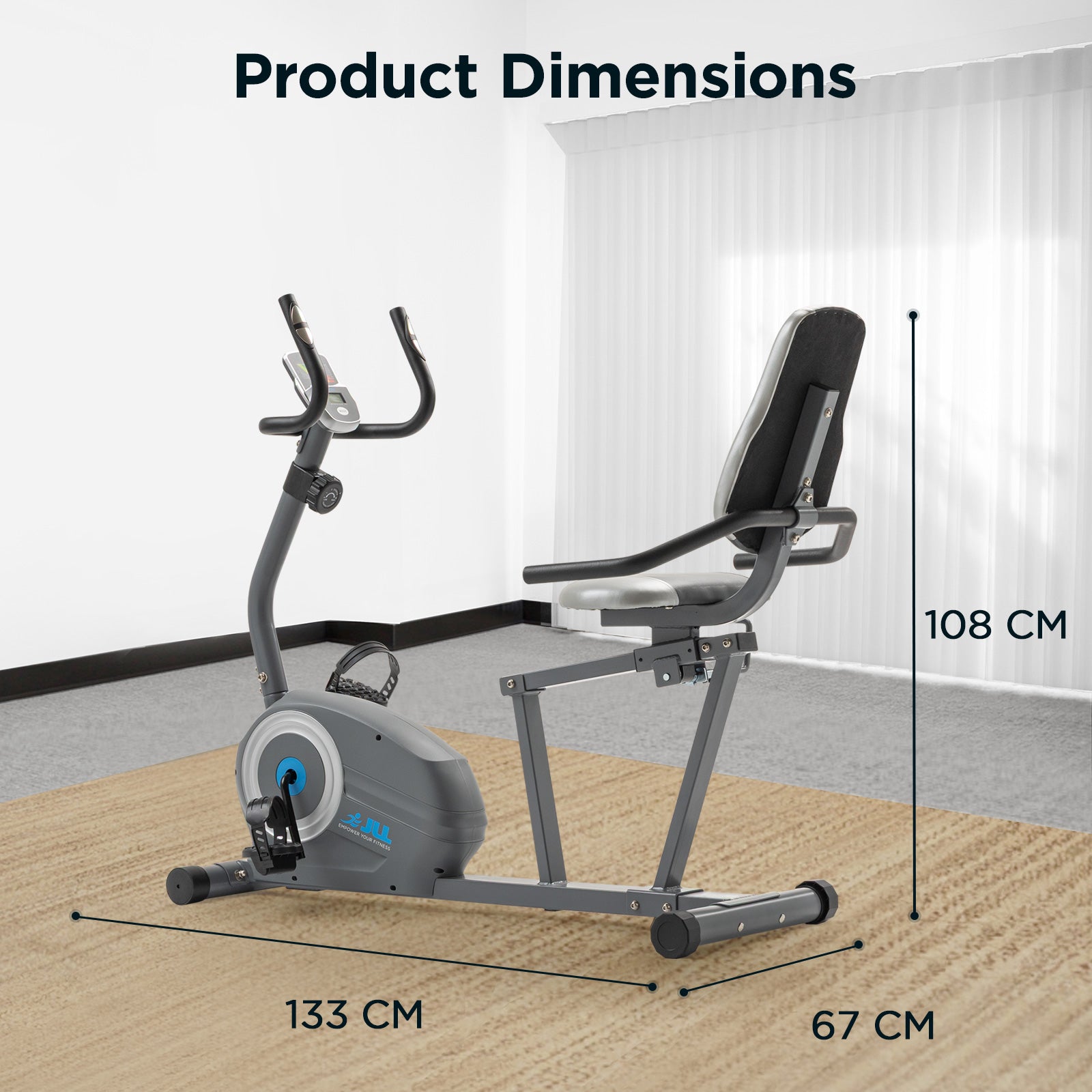 JLL Fitness Essentials Series Magnetic Smart Recumbent Bike