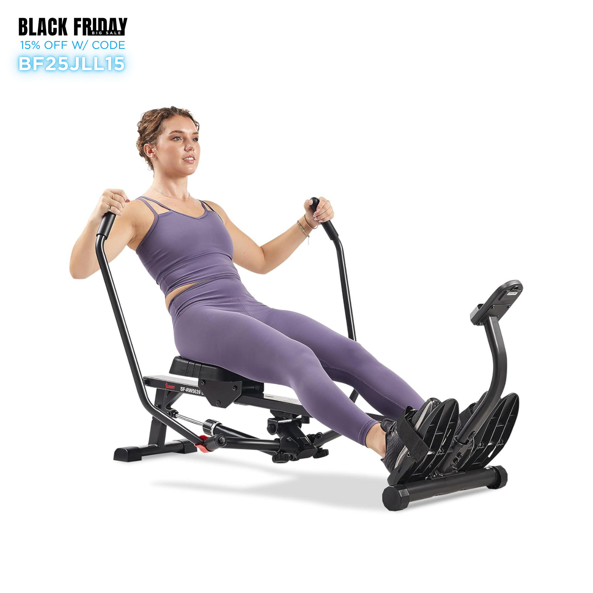 Sunny Health & Fitness Smart Compact Full-Motion Rowing Machine