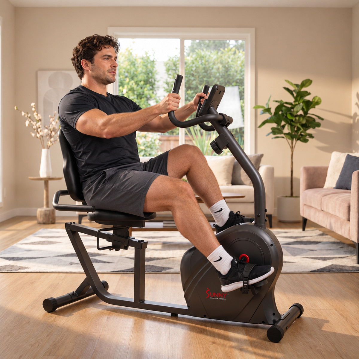 Heavy-Duty Recumbent Bike w/Wide Cushioned Seat & Back