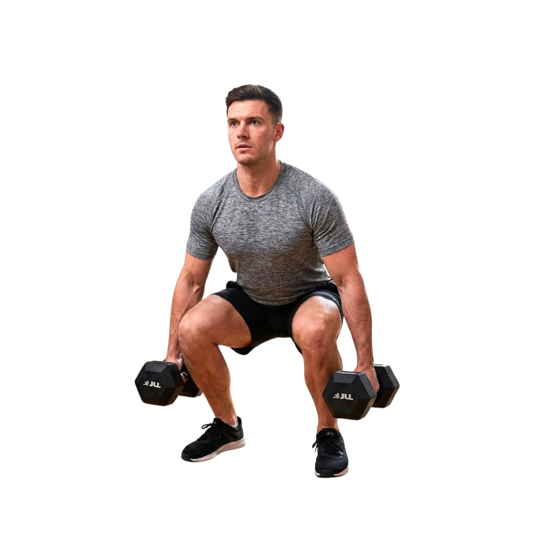 Rubber Hex Dumbbells 4kg - 28kg available. Sold in Pairs