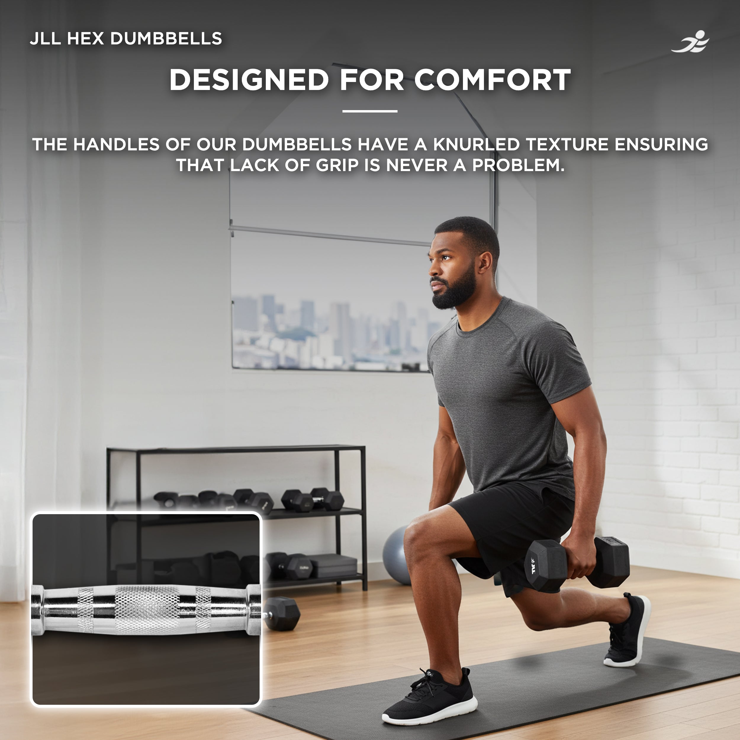 Rubber Hex Dumbbells 4kg - 32kg