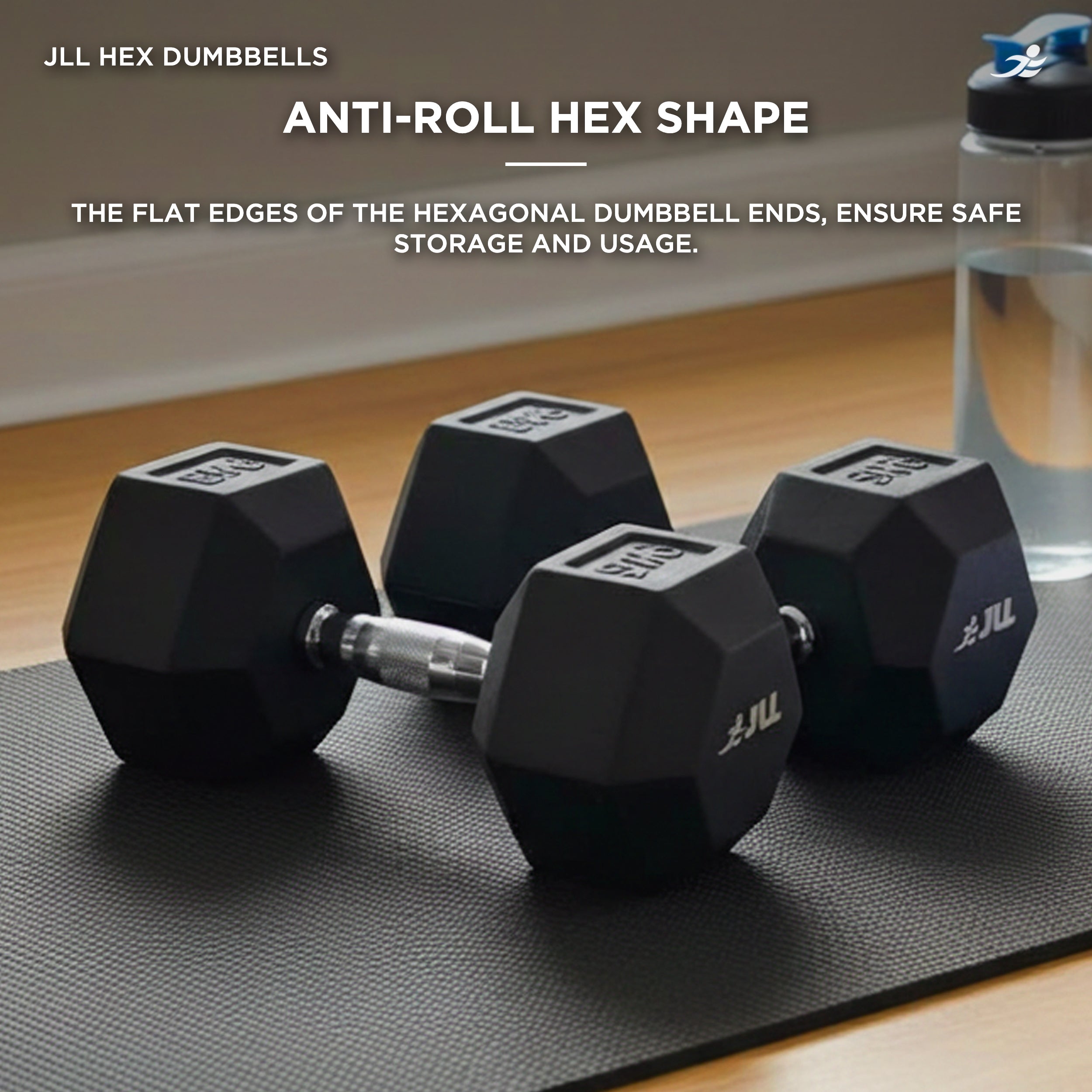 Rubber Hex Dumbbells 4kg - 32kg