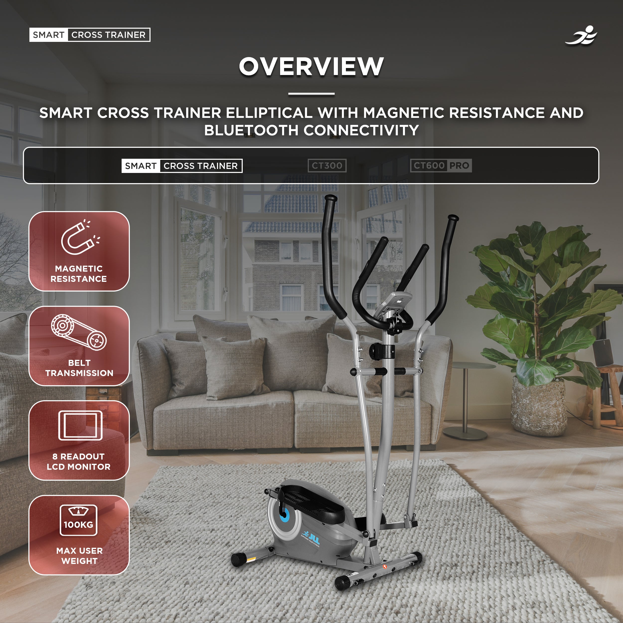 JLL Smart 2-in-1 Upright Elliptical Full-Body Exerciser