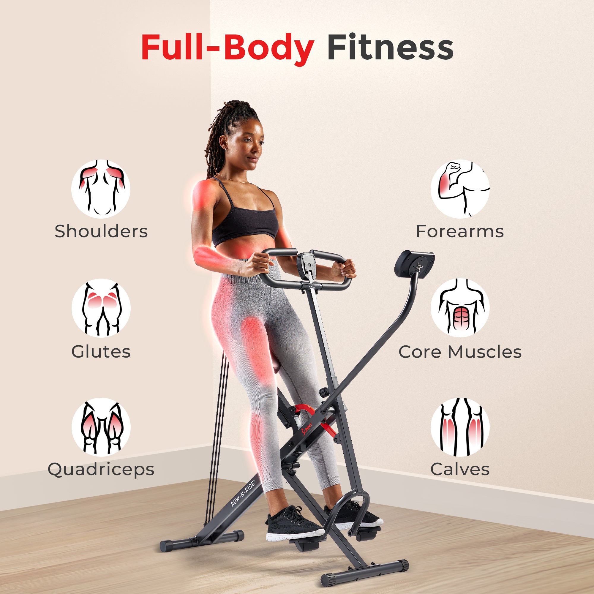Sunny Health & Fitness Smart Upright Row-N-Ride Trainer