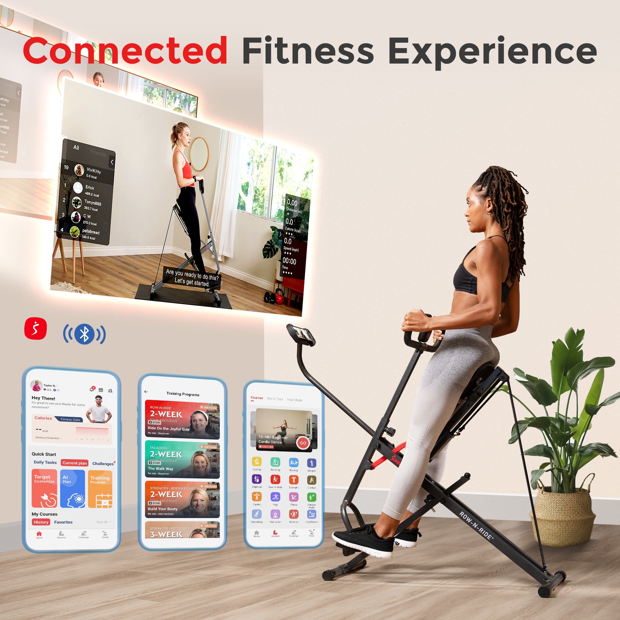 Sunny Health & Fitness Smart Upright Row-N-Ride Trainer
