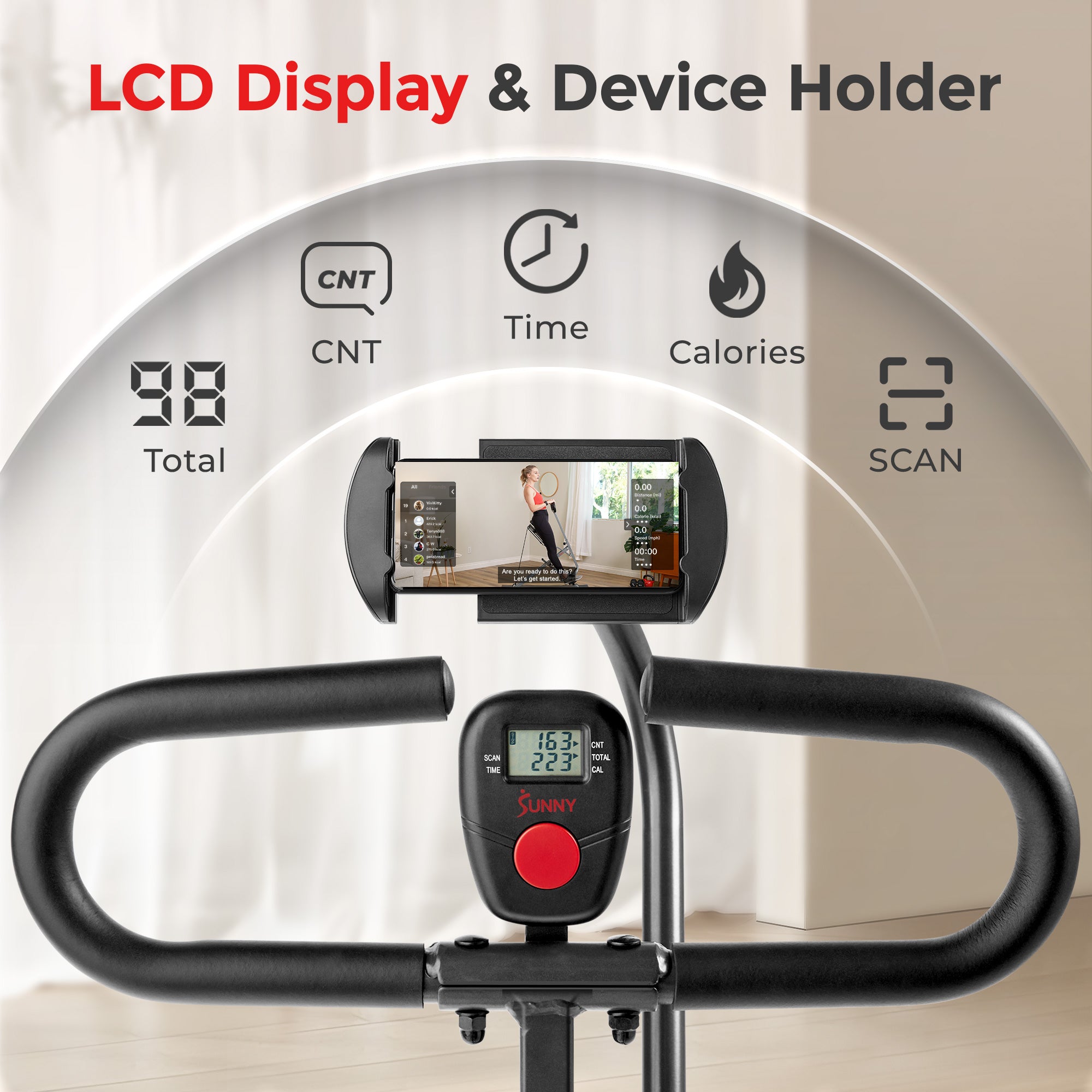 Sunny Health & Fitness Smart Upright Row-N-Ride Trainer