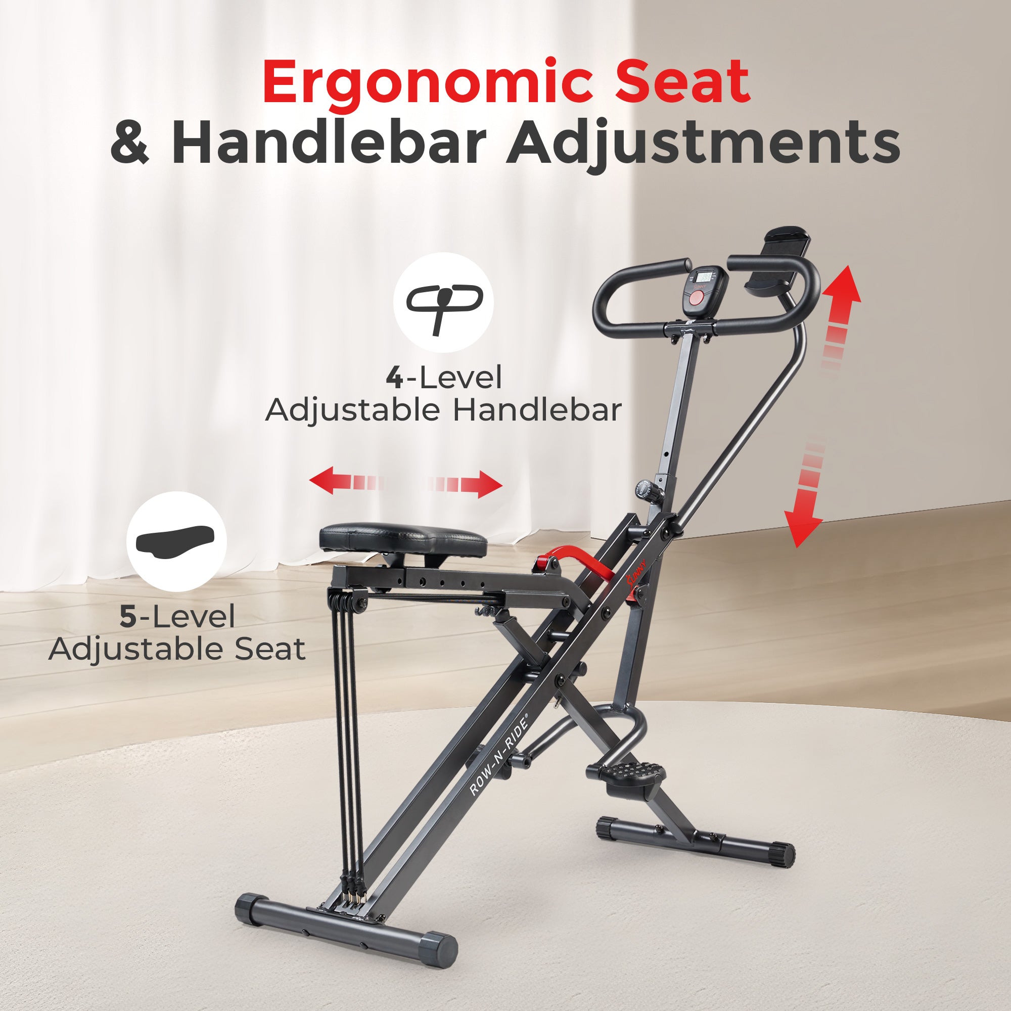 Sunny Health & Fitness Smart Upright Row-N-Ride Trainer