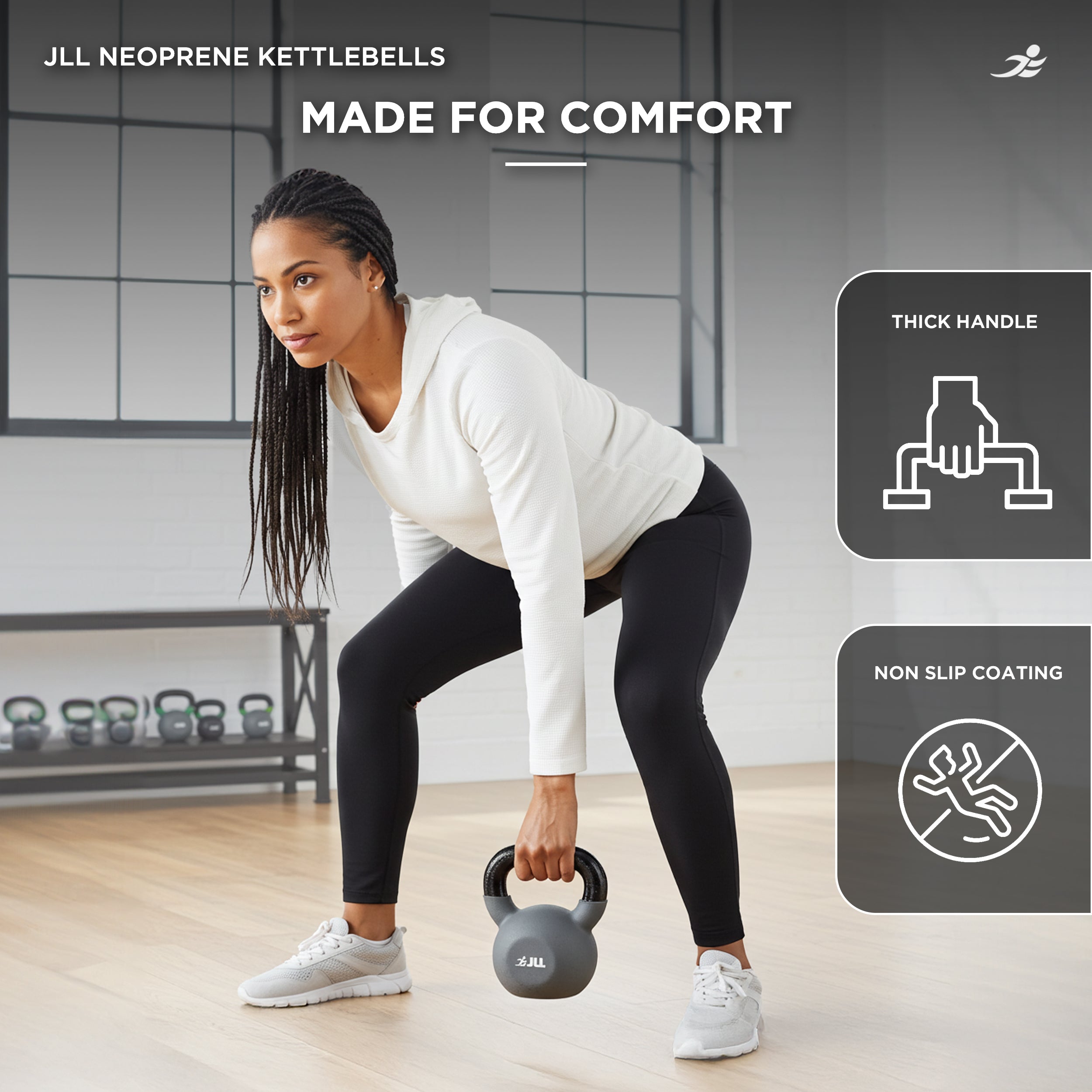 Neoprene Covered Cast Iron Kettlebells 4kg, 8kg + 12kg