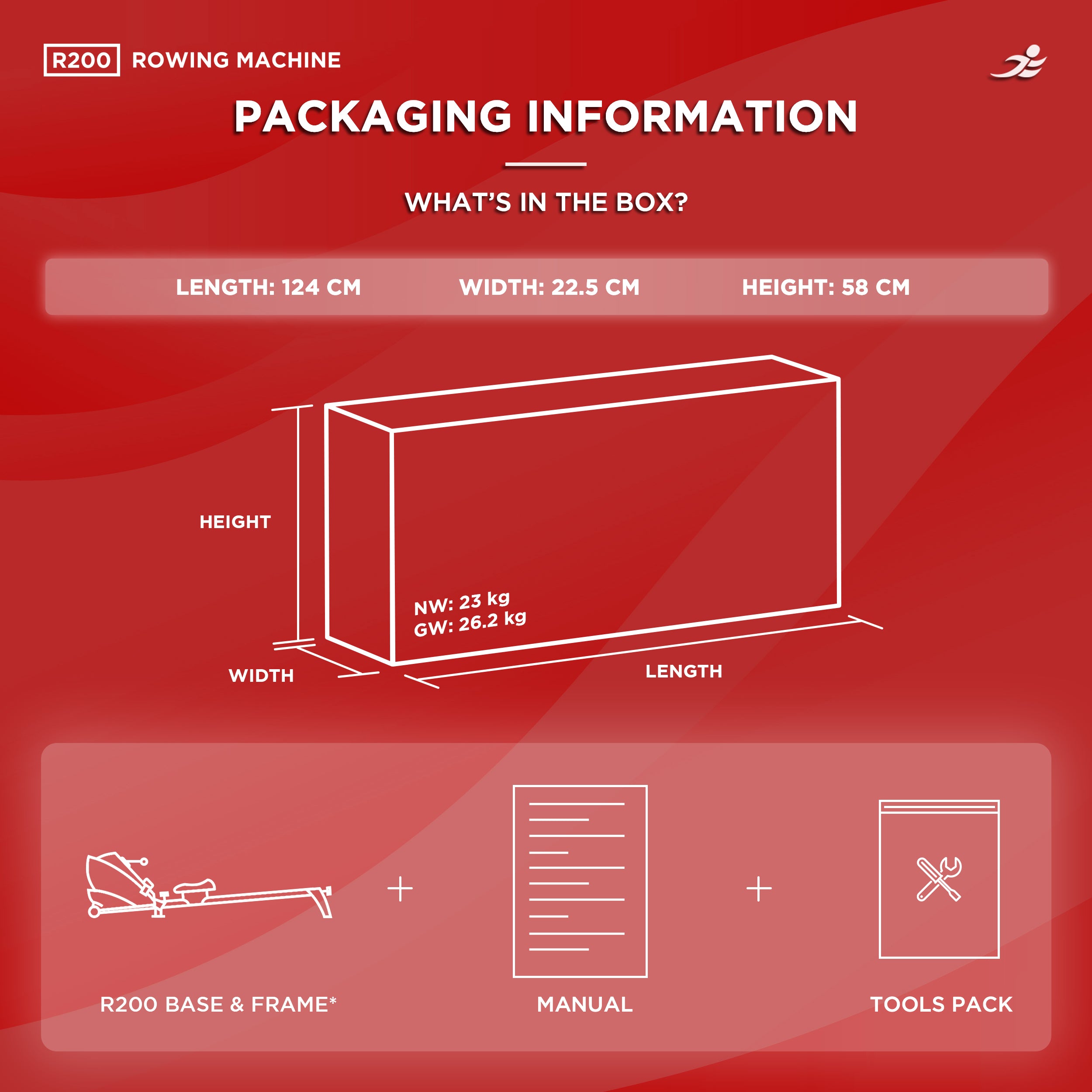 R200 Rowing Machine - Foldable Magnetic Resistance Rower for Home Use, 6 Readout LCD Monitor