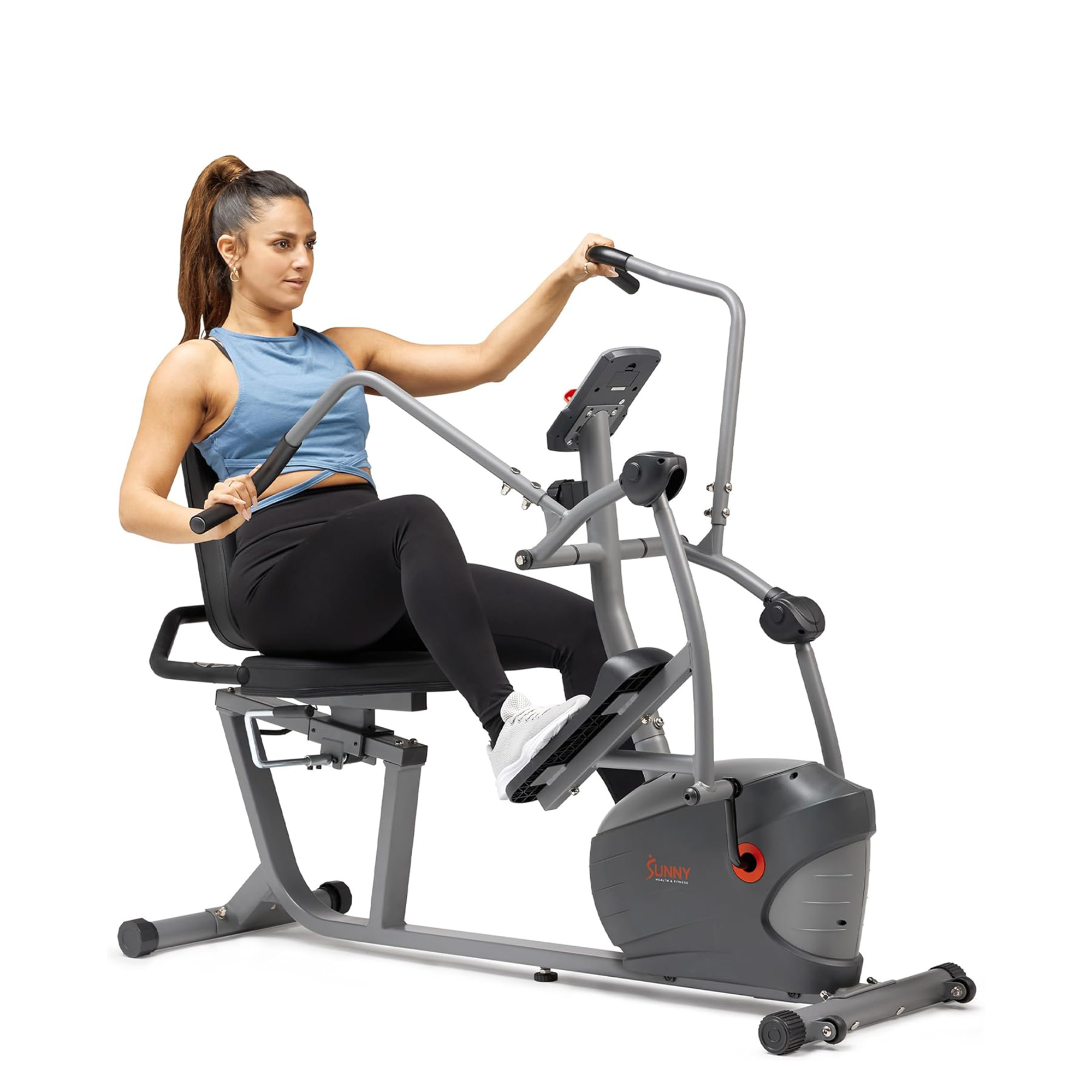 Sunny Health & Fitness Performance Interactive Recumbent Cross Trainer Elliptical Bike