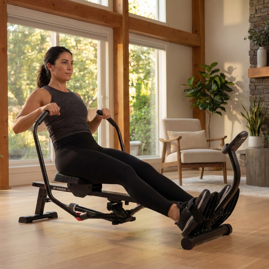 Compact Full-Motion Rowing Machine