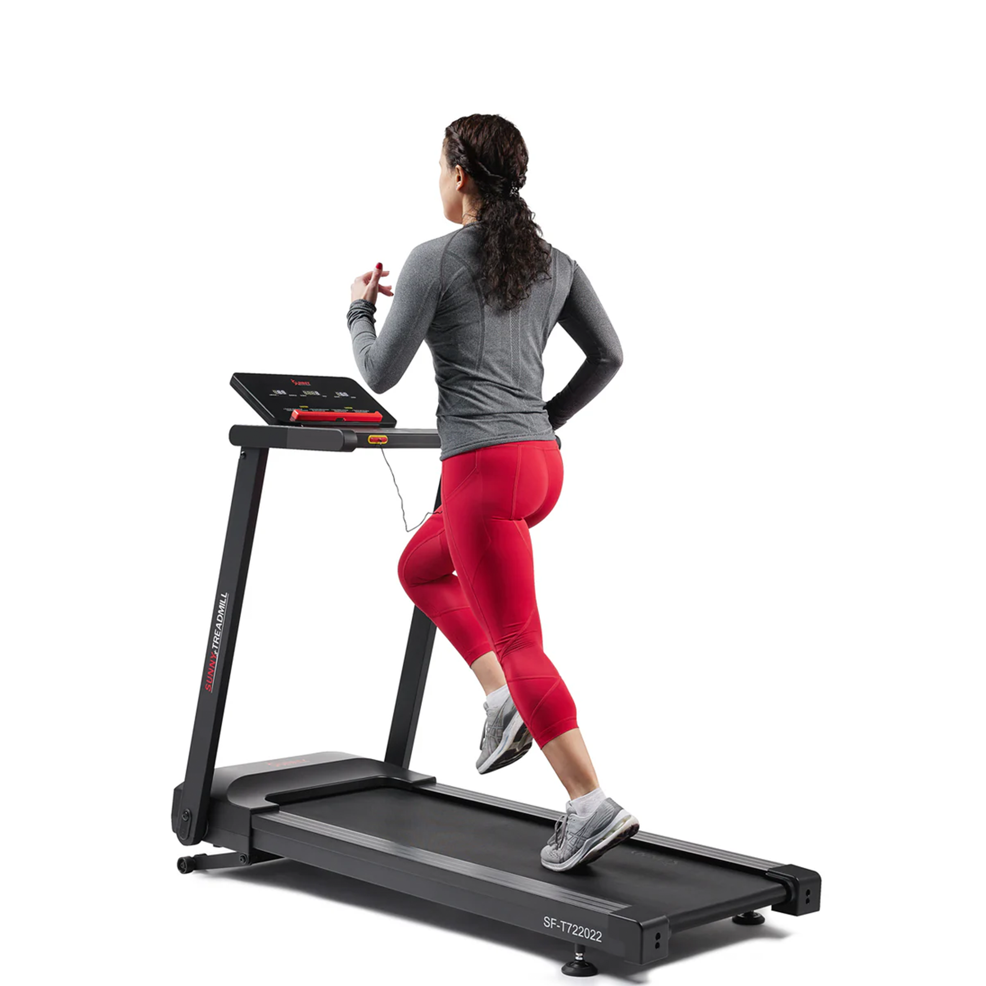 Sunny Health & Fitness Slim Interactive Auto Incline Smart Foldable Treadmill