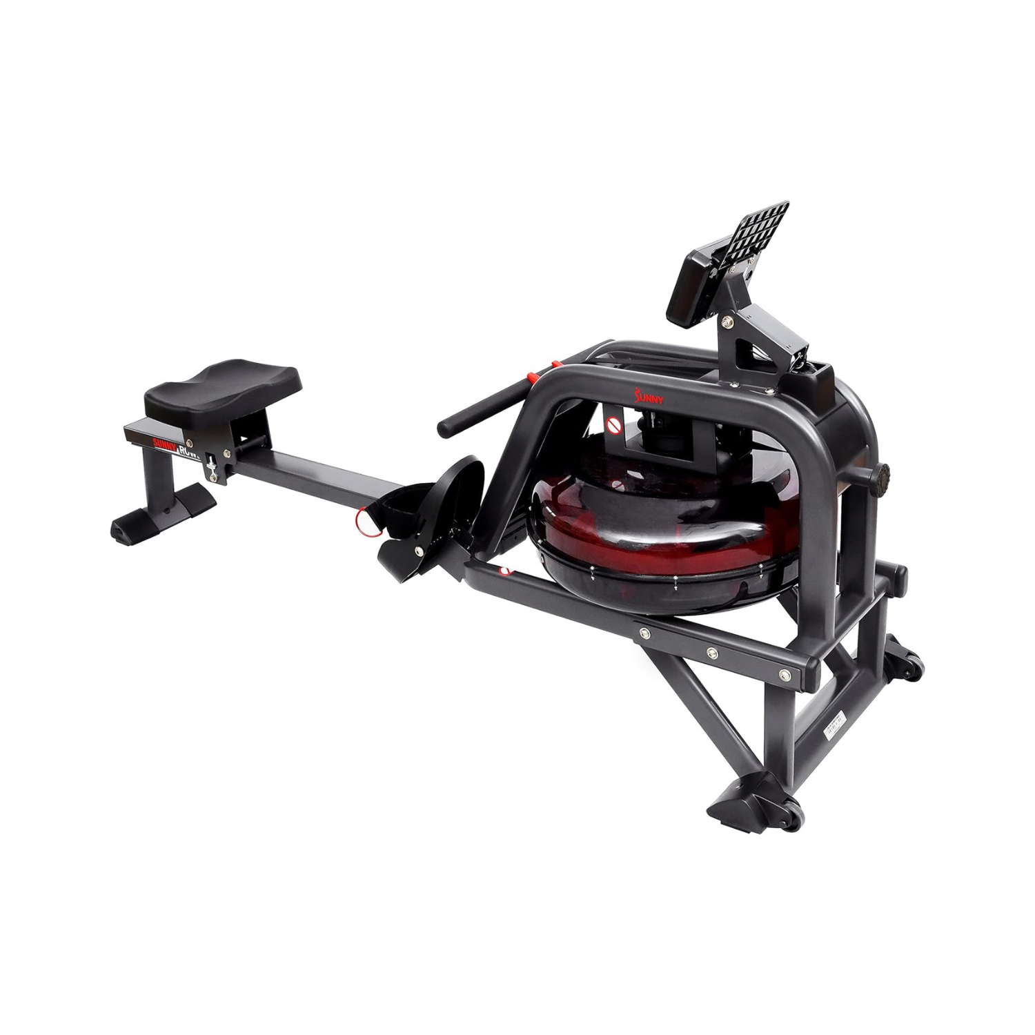 Sunny Health & Fitness Obsidian Surge Smart Water Rowing Machine with Dynamic Real-Time Resistance