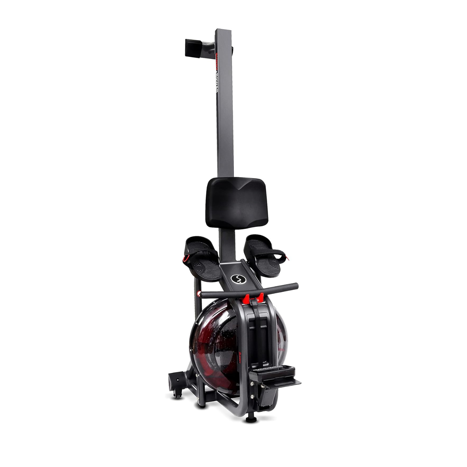 Sunny Health & Fitness Obsidian Surge Smart Water Rowing Machine with Dynamic Real-Time Resistance