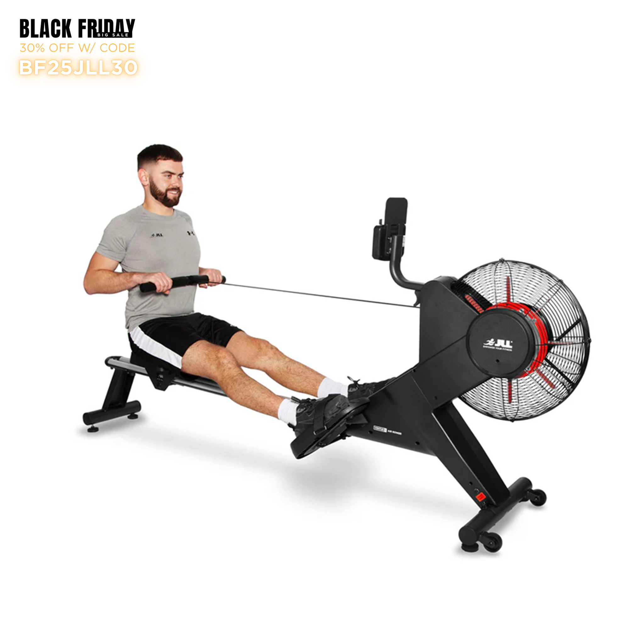 Ventus 3 Air Rowing Machine - Air and Electro-Magnetic Dual Resistance Rower for Home Use, 11 Readout LCD Monitor