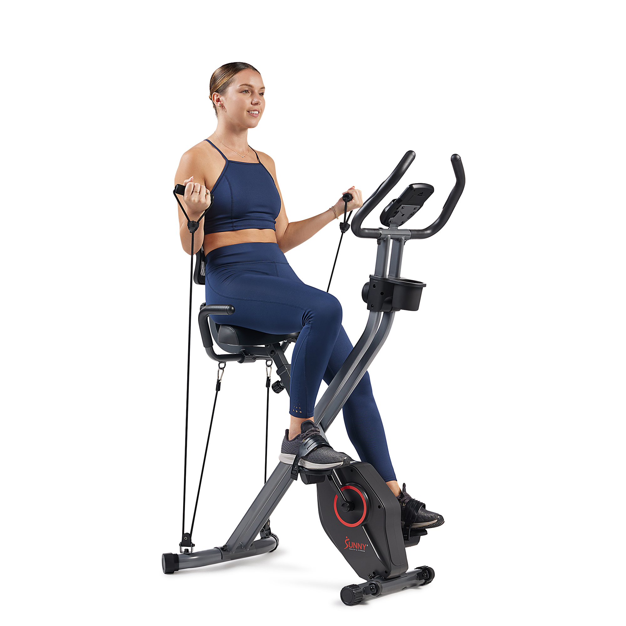 Sunny Health & Fitness Foldable Magnetic Stationary Exercise X-Bike Pro