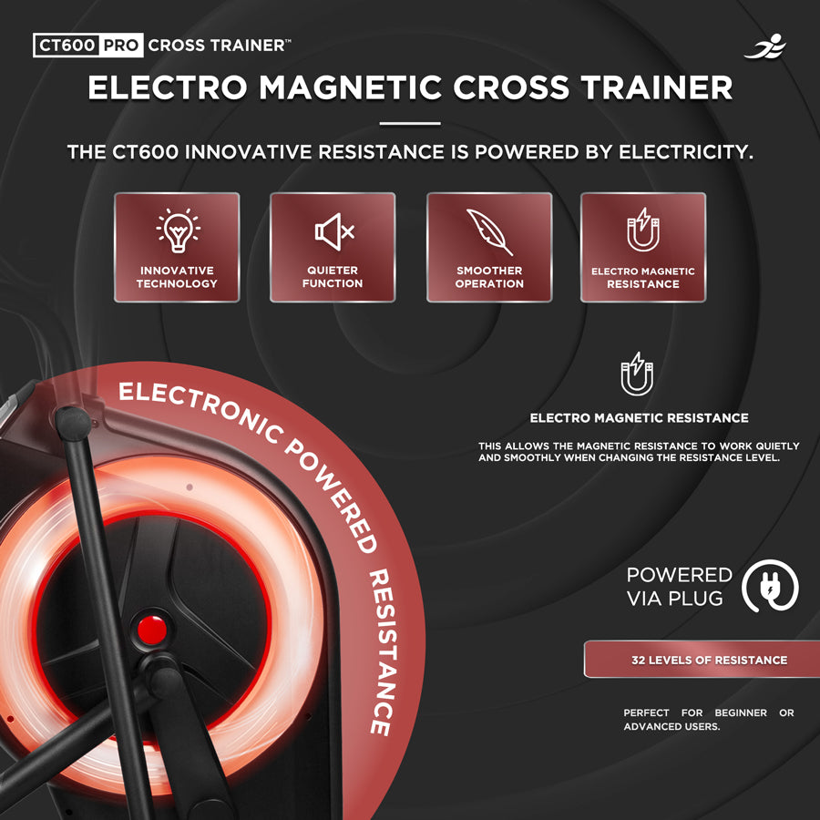 CT600 Pro Cross Trainer - Electro-Magnetic Resistance Cross Trainer/ Elliptical for Home Use