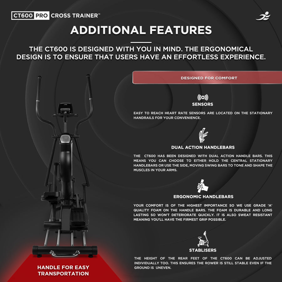 CT600 Pro Cross Trainer - Electro-Magnetic Resistance Cross Trainer/ Elliptical for Home Use