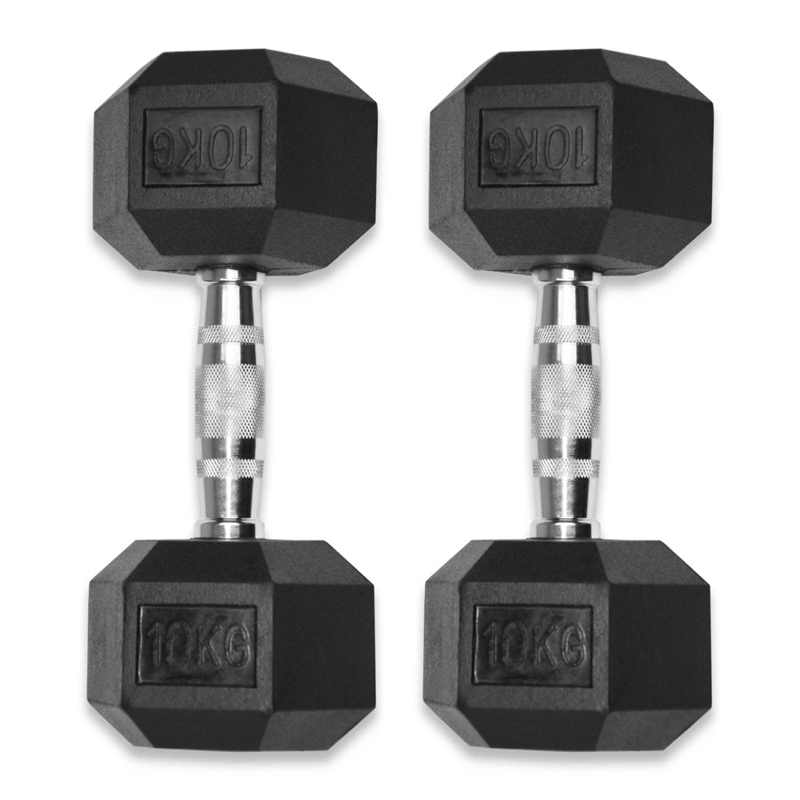 Rubber Hex Dumbbells 4kg - 32kg