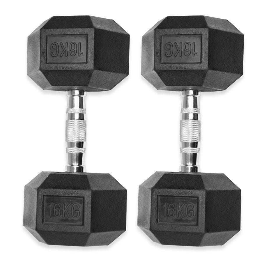 Rubber Hex Dumbbells 4kg - 32kg