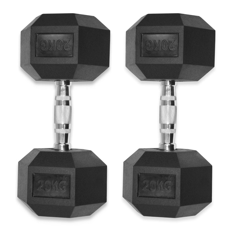 Rubber Hex Dumbbells 4kg - 32kg