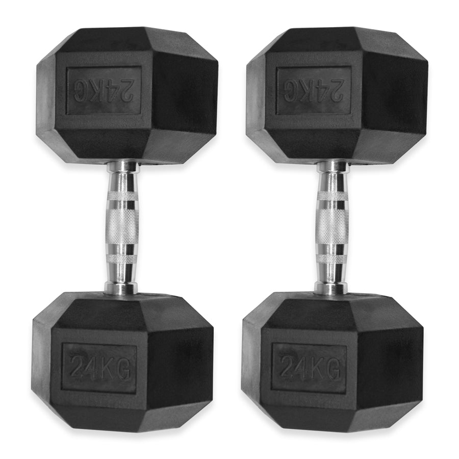 Rubber Hex Dumbbells 4kg - 32kg