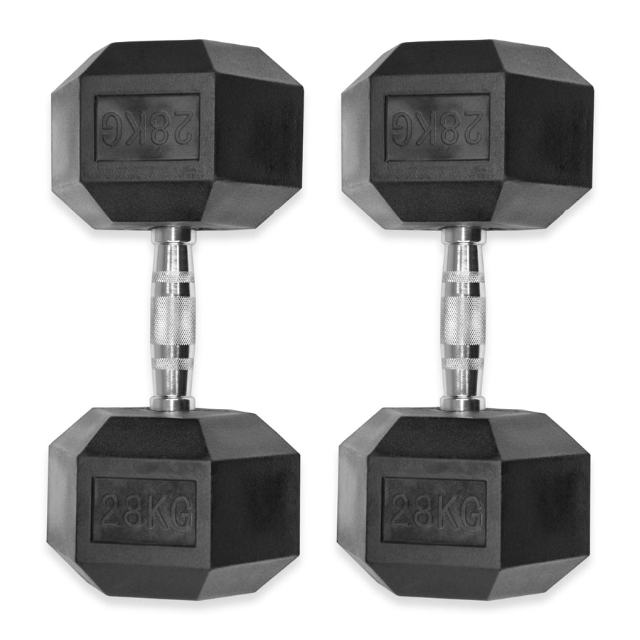 Rubber Hex Dumbbells 4kg - 32kg