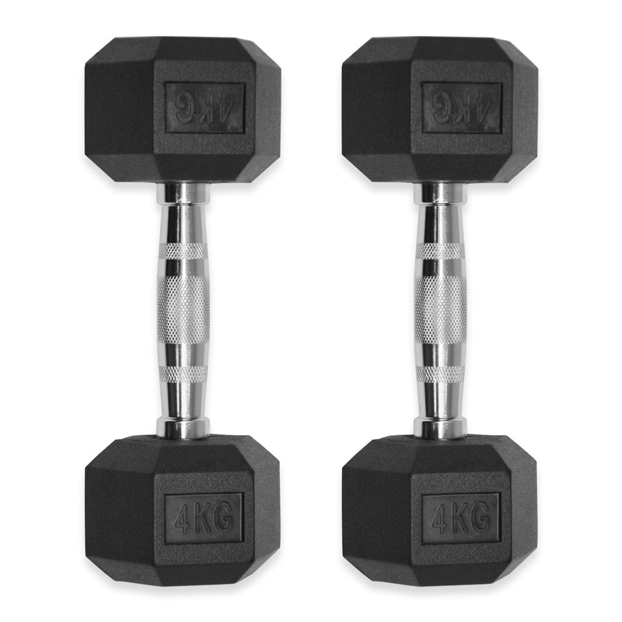 Rubber Hex Dumbbells 4kg - 32kg