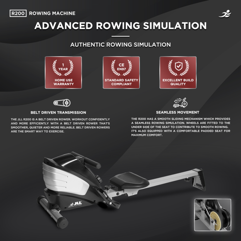 R200 Rowing Machine - Foldable Magnetic Resistance Rower for Home Use, 6 Readout LCD Monitor