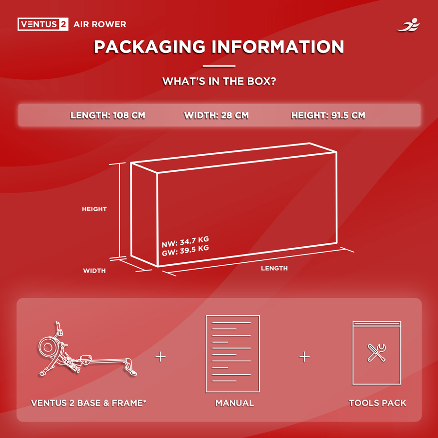 Ventus 2 Air Rowing Machine - Foldable Air and Magnetic Dual Resistance Rower for Home Use, 11 Readout LCD Monitor
