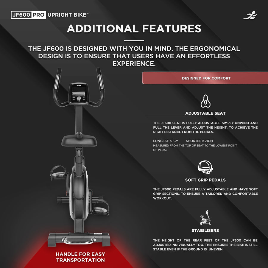 JF600 Pro Home Exercise Bike - Electro-Magnetic Resistance